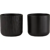 J-Line bloempot Gen - keramiek - zwart - small - 2 stuks - Ø 13 cm