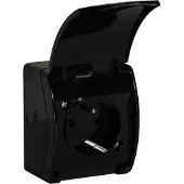 ABC-led Stopcontact opbouw waterproof - Met penaarde - Zwart