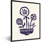 PosterMonkey Fotolijst incl. Poster - Bloemen - Planten - Vaas - Abstract - 60x80 cm - Posterlijst