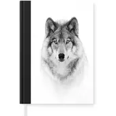MuchoWow Notitieboek - Schrijfboek - Wolf - Dieren - Portret - Wit - Notitieboekje klein - A5 formaat - Schrijfblok