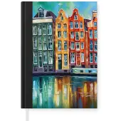 MuchoWow Notitieboek - Schrijfboek - Amsterdam - Olieverf - Gracht - Schilderij - Kunst - Notitieboekje klein - A5 formaat - Schrijfblok