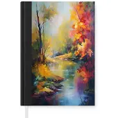 MuchoWow Notitieboek - Schrijfboek - Landschap - Olieverf - Rivier - Kleurrijk - Notitieboekje klein - A5 formaat - Schrijfblok