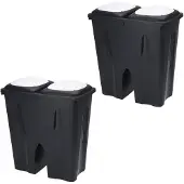 Bathroom Solutions 2x Stuks Afvalscheiding prullenbakken - 50L - gerecycled kunststof - zwart - Prullenbakken