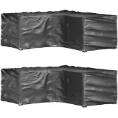 vidaXL Tuinmeubelhoezen L-vormig 2 st 12 oogjes 185x185x70 cm