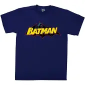 DC Comics Batman Heren Tshirt -S- Retro Logo Blauw