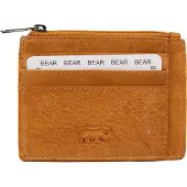 Bear design Felix Leren Pasjeshouder met Ritsvak - Okergeel