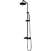 Brauer Black Edition opbouw regendoucheset met staafhanddouche en hoofddouche 20cm zwart mat