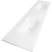 Brauer Glacier Dubbele Meubelwastafel 198,7x46cm Fine Stone - Glans Wit - Zonder Kraangaten - Rechthoekig - Wastafels - Meubelwastafels