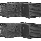 vidaXL Tuinmeubelhoezen L-vormig 2 st 12 oogjes 185x185x90 cm