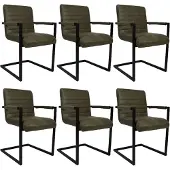 Bronx Industriële eetkamerstoel Block Antraciet eco leer - Eetkamerstoelen set van 6.