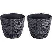 Prosperplast 4x Kunststof Splofy Bloempotten 22 Cm Antraciet -