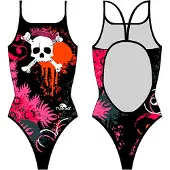 Turbo Flowers And Skulls Swimsuit Zwart 4XL Vrouw