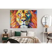 PosterMonkey Poster Leeuw - Olieverf - Kunst - Dieren - 180x120 cm XXL