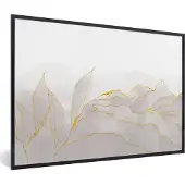 PosterMonkey Fotolijst incl. Poster - Marmerlook - Grijs - Goud - Chic - Marmer - 120x80 cm - Posterlijst