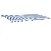 vidaXL Luifel automatisch uittrekbaar 600x350 cm blauw en wit
