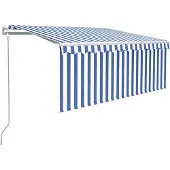 vidaXL Luifel automatisch uittrekbaar rolgordijn 3,5x2,5 m blauw wit