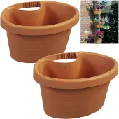 Benza 2 Ruime Regenpijp Bloempotten Plantenpotten Terra 27x23x14cm