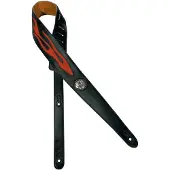 Gaucho GST-542-OR gitaarriem, zwart, orange flame design