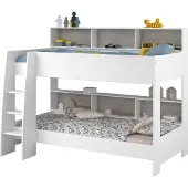 Parisot Stapelbed Taylor 90x200 - Met Opbergruimte - Wit/grijs - - Stapelbed - Wit - Spaanplaat Eenpersoons Stapelbed