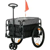 HOMCOM HOMdotCOM 2-in-1 fietskar, laadaanhanger, 40 kg draagvermogen, zwart+grijs