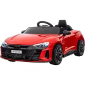 HOMCOM HOMdotCOM kinderauto, elektrische auto, Audi-gelicentieerd, met veiligheidsgordel, afstandsbediening, licht, rood+zwart, 103 x 58 x 41 cm