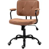 Vinsetto bureaustoel met wielen, draaistoel, bureaustoel, tuimelfunctie, bruin