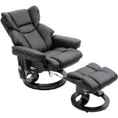 HOMCOM HOMdotCOM Massagestoel met voetenbankje imitatieleer 79 cm x 82 cm x 101 cm zwart