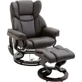 HOMCOM HOMdotCOM Massagestoel met voetenbankje imitatieleer 79 cm x 82 cm x 101 cm bruin