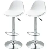 HOMCOM Set van 2 moderne barkrukken, geschikt tot 120 kg (per stoel), kleur: wit