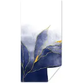 PosterMonkey Poster Marmer - Blauw - Marmerlook - Goud - Textuur - 75x150 cm