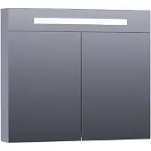 Brauer Promise Deluxe Spiegelkast 80x70cm LED Verlichting Boven - Mat Grijs - Spiegels - Spiegelkasten - 8720359343024