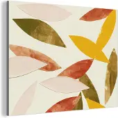MuchoWow Wanddecoratie Metaal - Aluminium Schilderij Industrieel - Bladeren - Planten - Kleuren - Pastel - 160x120 cm - Dibond - Foto op aluminium - Industriële muurdecoratie - Voor de woonkamer/slaapkamer