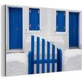 MuchoWow Wanddecoratie Metaal - Aluminium Schilderij Industrieel - Huis - Architectuur - Blauw - Wit - 180x120 cm - Dibond - Foto op aluminium - Industriële muurdecoratie - Voor de woonkamer/slaapkamer