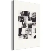 MuchoWow Wanddecoratie Metaal - Aluminium Schilderij Industrieel - Mozaïek - Abstract - Zwart - Wit - 120x160 cm - Dibond - Foto op aluminium - Industriële muurdecoratie - Voor de woonkamer/slaapkamer