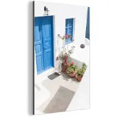 MuchoWow Wanddecoratie Metaal - Aluminium Schilderij Industrieel - Architectuur - Blauw - Wit - Deur - 120x180 cm - Dibond - Foto op aluminium - Industriële muurdecoratie - Voor de woonkamer/slaapkamer