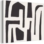 MuchoWow Wanddecoratie Metaal - Aluminium Schilderij Industrieel - Vormen - Abstract - Pastel - Zwart - 120x90 cm - Dibond - Foto op aluminium - Industriële muurdecoratie - Voor de woonkamer/slaapkamer