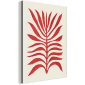 MuchoWow Wanddecoratie Metaal - Aluminium Schilderij Industrieel - Plant - Rood - Bladeren - Abstract - 120x160 cm - Dibond - Foto op aluminium - Industriële muurdecoratie - Voor de woonkamer/slaapkamer