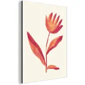 MuchoWow Wanddecoratie Metaal - Aluminium Schilderij Industrieel - Bloemen - Plant - Rood - Pastel - 120x160 cm - Dibond - Foto op aluminium - Industriële muurdecoratie - Voor de woonkamer/slaapkamer