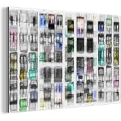 MuchoWow Wanddecoratie Metaal - Aluminium Schilderij Industrieel - Deuren - Kleurrijk - Abstract - 120x80 cm - Dibond - Foto op aluminium - Industriële muurdecoratie - Voor de woonkamer/slaapkamer