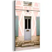 MuchoWow Wanddecoratie Metaal - Aluminium Schilderij Industrieel - Roze - Deur - Architectuur - Huis - 120x180 cm - Dibond - Foto op aluminium - Industriële muurdecoratie - Voor de woonkamer/slaapkamer