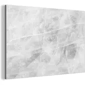 MuchoWow Wanddecoratie Metaal - Aluminium Schilderij Industrieel - Marmer - Steen - Wit - Luxe - Marmerlook - 30x20 cm - Dibond - Foto op aluminium - Industriële muurdecoratie - Voor de woonkamer/slaapkamer