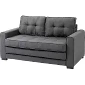 HOMCOM slaapbank, uitklapbare bank, 2-zits, stoffen bank, linnenlook, rubberhout, grijs