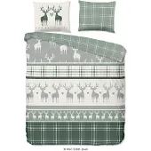 Good Morning Dekbedovertrek Flanel Bjirk - green 200x200/220cm