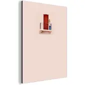 MuchoWow Wanddecoratie Metaal - Aluminium Schilderij Industrieel - Deur - Rood - Pastel - Architectuur - 120x160 cm - Dibond - Foto op aluminium - Industriële muurdecoratie - Voor de woonkamer/slaapkamer
