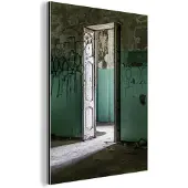 MuchoWow Wanddecoratie Metaal - Aluminium Schilderij Industrieel - Stoel - Steen - Deur - Architectuur - 120x160 cm - Dibond - Foto op aluminium - Industriële muurdecoratie - Voor de woonkamer/slaapkamer