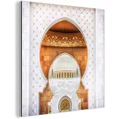 MuchoWow Wanddecoratie Metaal - Aluminium Schilderij Industrieel - Poort - Architectuur - Wit - Goud - 50x50 cm - Dibond - Foto op aluminium - Industriële muurdecoratie - Voor de woonkamer/slaapkamer