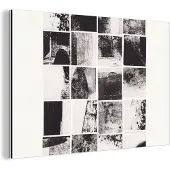 MuchoWow Wanddecoratie Metaal - Aluminium Schilderij Industrieel - Mozaïek - Abstract - Zwart - Wit - 120x80 cm - Dibond - Foto op aluminium - Industriële muurdecoratie - Voor de woonkamer/slaapkamer
