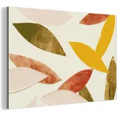MuchoWow Wanddecoratie Metaal - Aluminium Schilderij Industrieel - Bladeren - Planten - Kleuren - Pastel - 150x100 cm - Dibond - Foto op aluminium - Industriële muurdecoratie - Voor de woonkamer/slaapkamer