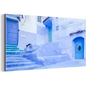 MuchoWow Wanddecoratie Metaal - Aluminium Schilderij Industrieel - Straat - Blauw - Deuren - Architectuur - 120x60 cm - Dibond - Foto op aluminium - Industriële muurdecoratie - Voor de woonkamer/slaapkamer