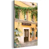 MuchoWow Wanddecoratie Metaal - Aluminium Schilderij Industrieel - Rome - Restaurant - Geel - Planten - Deur - 80x120 cm - Dibond - Foto op aluminium - Industriële muurdecoratie - Voor de woonkamer/slaapkamer